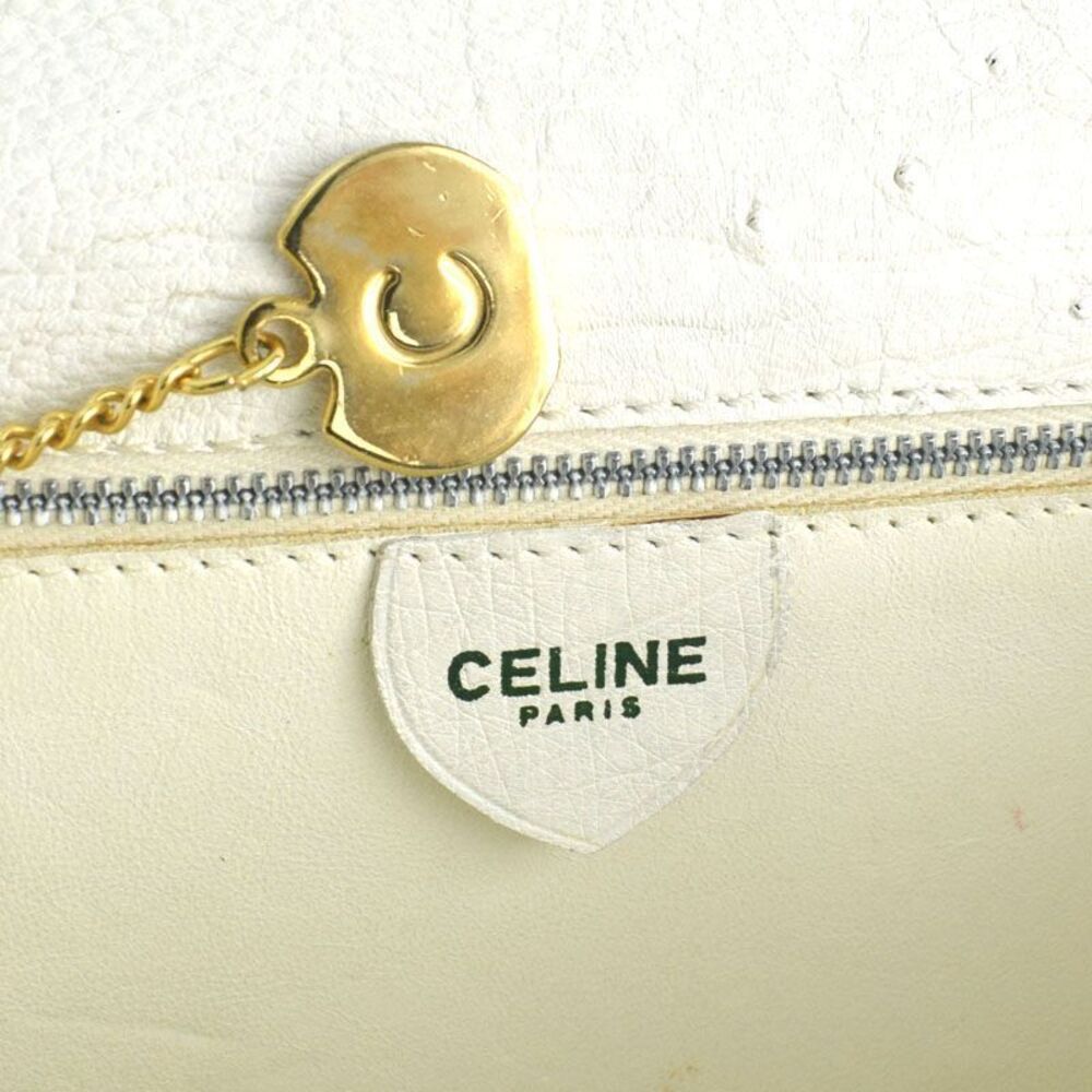 Celine Ostrich White Double Flap Gold Handbag - Picture 7 of 8